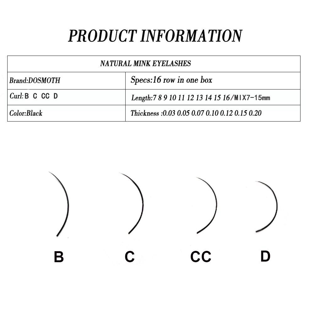DOSMOTH 10 Boxes 16 Rows 7-16  - Eyelash Extension Human Hair 评论和价格